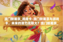 澳门新葡京_游戏卡-澳门新葡京与游戏卡，未来的潜力无限大？澳门新葡京_游戏卡