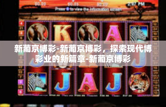新葡京博彩-新葡京博彩，探索现代博彩业的新篇章-新葡京博彩